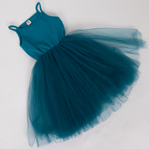 Teal Strappy Tulle Tutu Dress