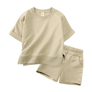 Kids Tales Spring Shorts and Tee Sets -  Beige
