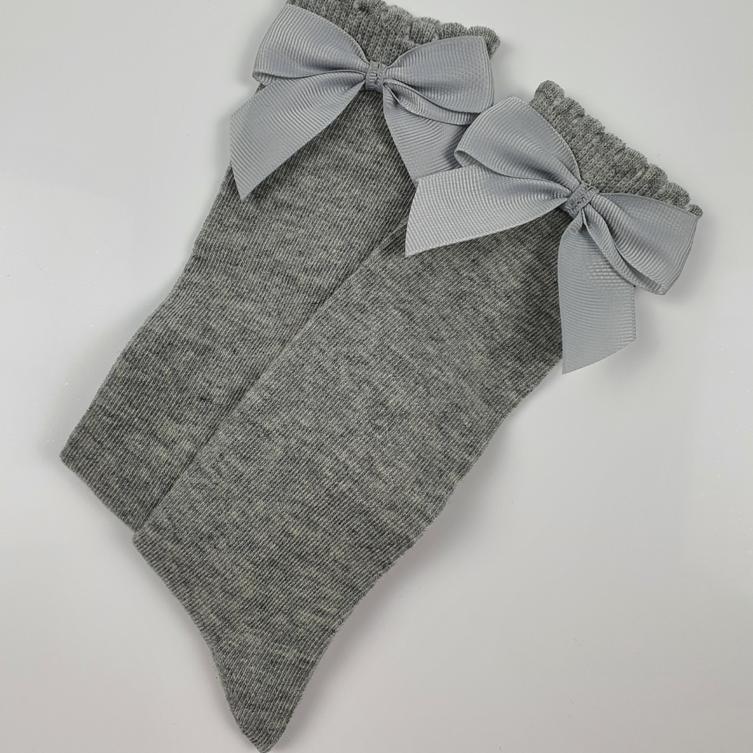 Children's Bow Socks - Grey