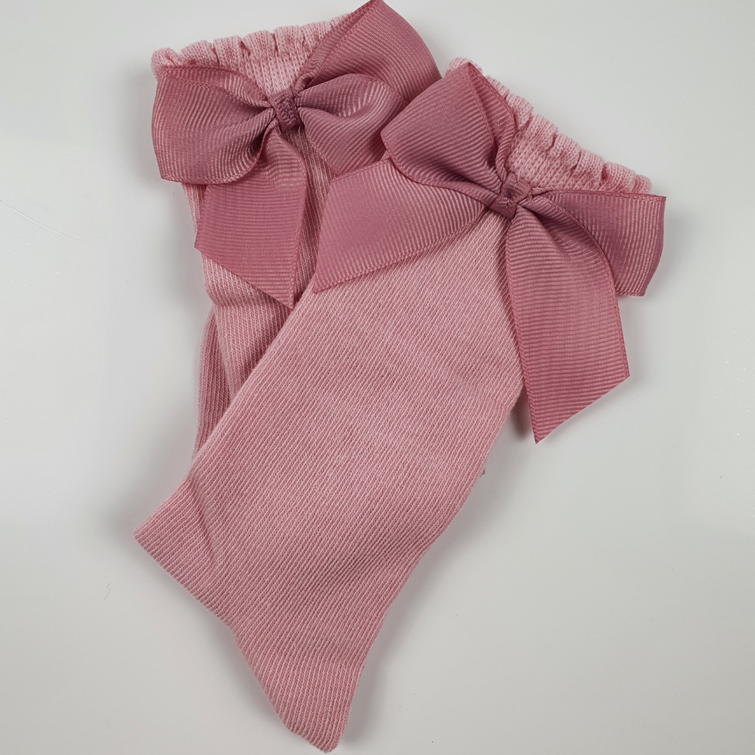 Children's Bow Socks - Dusty Pink