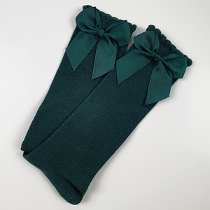 Children's Bow Socks - Emerald Green
