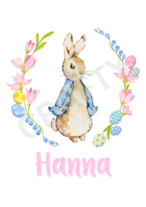 Pink Easter Rabbit Name Design Sublimation Print