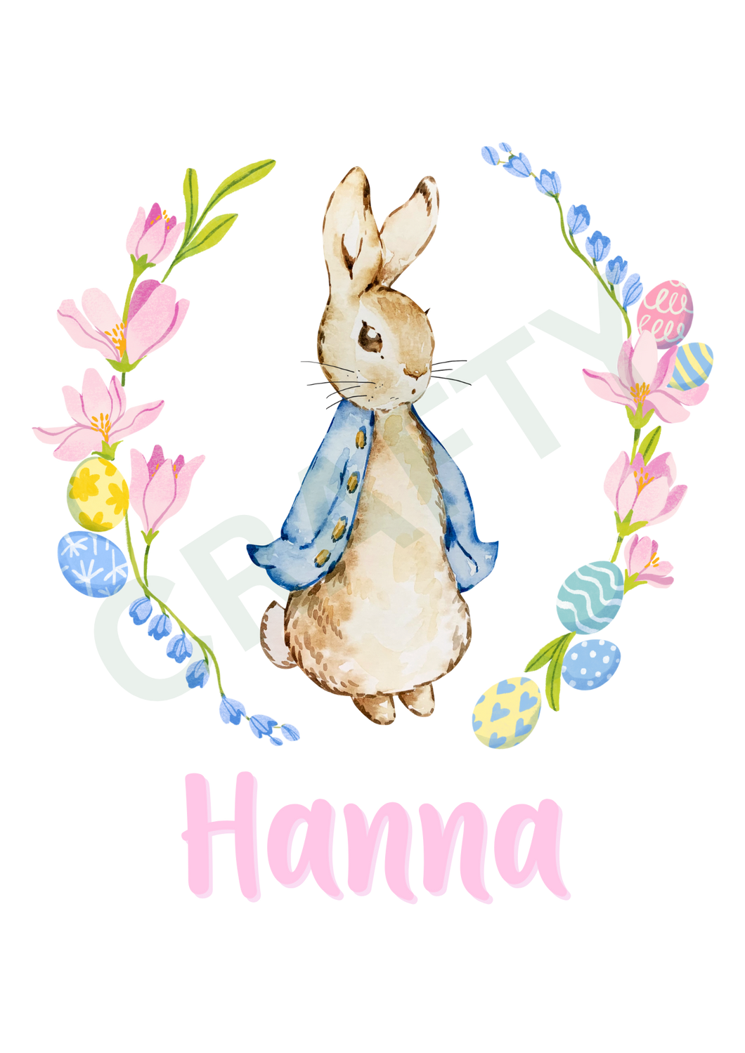 Pink Easter Rabbit Name Design Sublimation Print