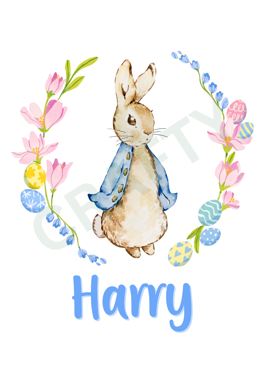 Easter Rabbit Name Design Sublimation Print