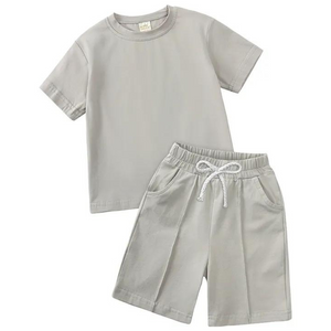 Kids Smart Shorts & T-Shirt Co-ord - Ice Grey