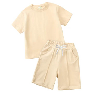 Boy's Smart Shorts & T-Shirt Co-ord - Beige