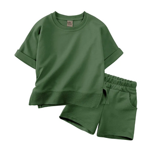 Kids Tales Spring Shorts and Tee Sets Green