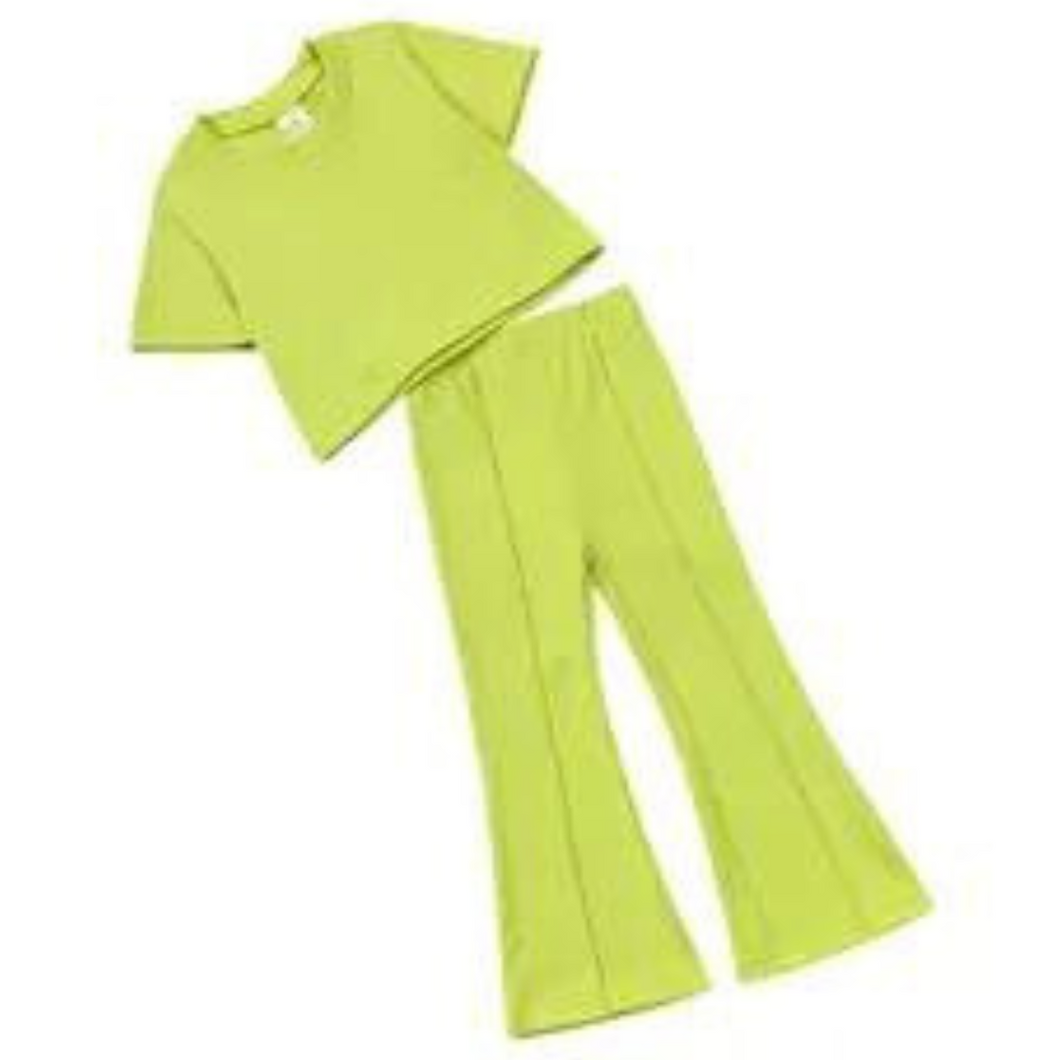 Kids Top & Flares Co-ord - Lime