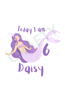 Personalised Purple Birthday Mermaid Sublimation Print