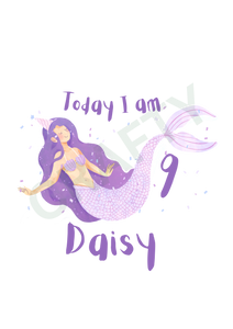 Personalised Purple Birthday Mermaid Sublimation Print