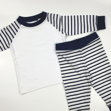 Load image into Gallery viewer, Kids Toddler/Baby Blank Sublimation Navy/White Striped Pyjamas

