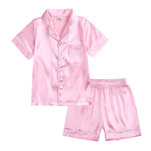 Kids Tales Silk Style Shorts Pyjama Set Pink