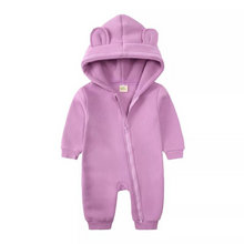 Load image into Gallery viewer, Parma Violet Bear Ear Baby Onesie
