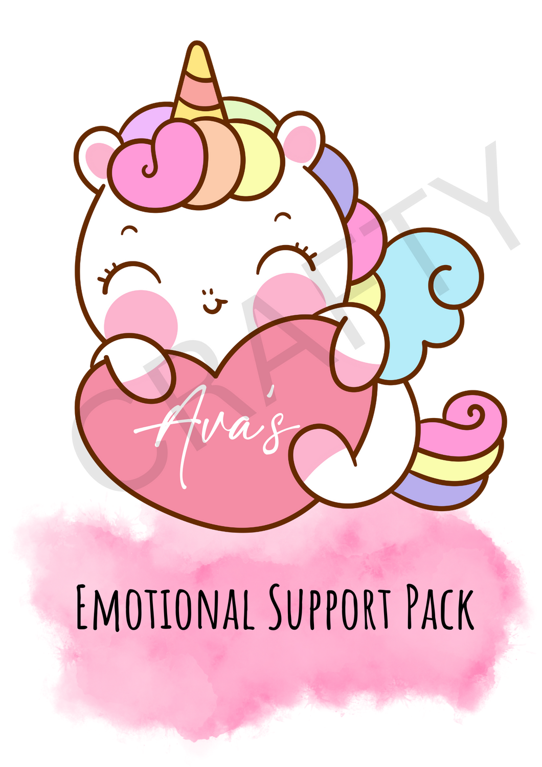 Customised Emotional Support Pack Unicorn Design Sublimation Print
