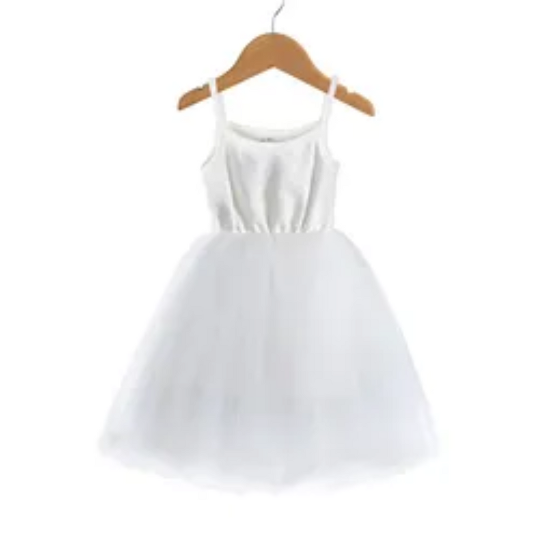 White Strappy Tulle Tutu Dress
